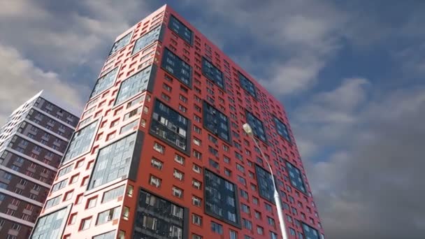 Immeuble Plusieurs Étages Construction Nouveau Complexe Résidentiel Contre Ciel Moscou — Video