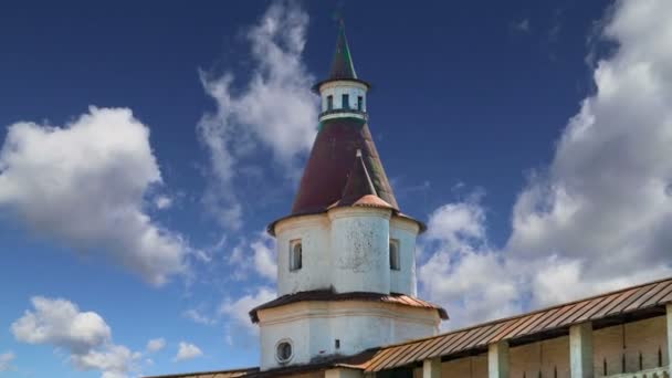 复活修道院 Voskresensky 修道院 Novoiy耶路撒冷修道院或新耶路撒冷修道院 反对天空 是俄罗斯莫斯科地区俄罗斯东正教教堂的一个主要修道院 — 图库视频影像