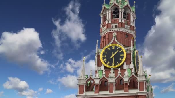Spasskaya Wieża Nieba Moskwie Kremlin Dzień — Wideo stockowe