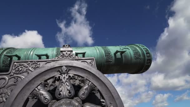 Tsar Cannon Proti Obloze Kreml Moskva Rusko Velký Metrů Dlouhé — Stock video