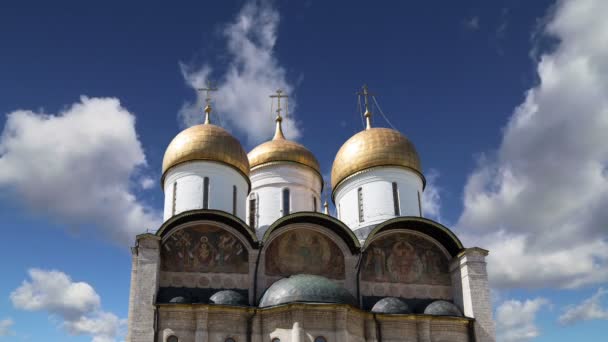 Mennybemenetele Székesegyház Dormition Sobor Uszpenszkojei Katedrális Ellen Égen Moszkvai Kreml — Stock videók