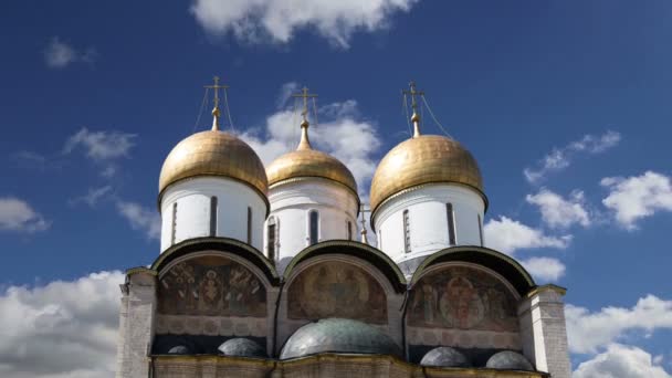 Himmelfahrtskathedrale Entschlafungskathedrale Uspenski Sobor Gegen Den Himmel Inneren Des Moskauer — Stockvideo