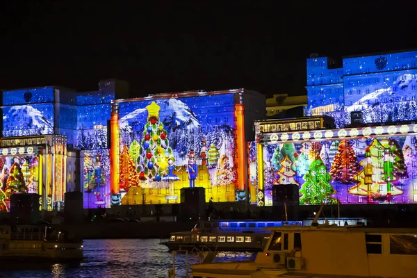 Mosca Russia Ottobre 2015 Festival Internazionale Cerchio Luce Video Mappatura — Foto Stock