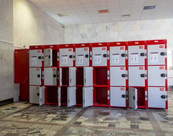 Moscow Russia June 2015 Lockers Cabinets Locker Room Lockers Railway — Stock Photo, Image