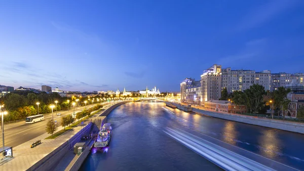 Vista Notturna Del Cremlino Del Fiume Moskva Mosca Russia Vista — Foto Stock