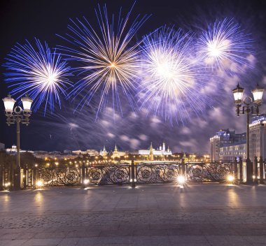Fireworks Kremlin (gece), Moskova, Rusya - Moskova'nın en popüler görünümü 