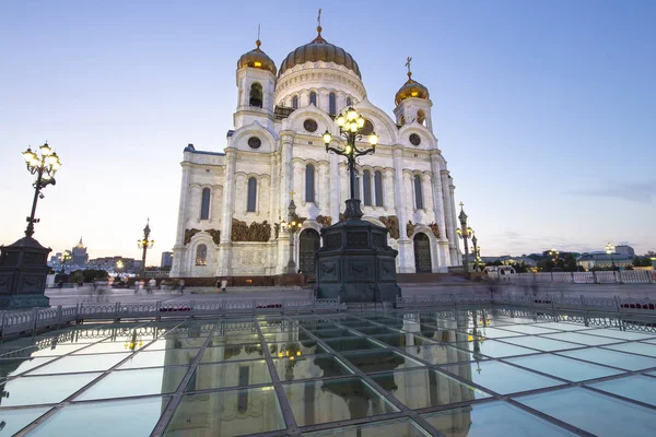 Χριστός Καθεδρικός Ναός Του Σωτήρα Νύχτα Μόσχα Ρωσία — Φωτογραφία Αρχείου