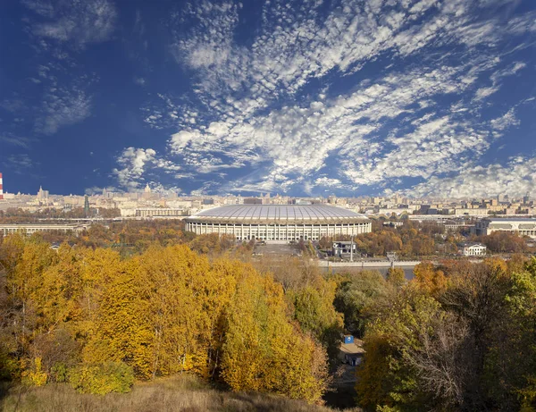 Pohled Centra Moskvy Vrabčích Hor Nebo Vorobjovy Gory Pozorování Pozorovací — Stock fotografie