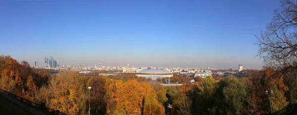 Panoramautsikt Över Centrala Moskva Från Sparrow Hills Eller Vorobyovy Gory — Stockfoto