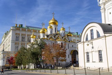 Annunciation Katedrali'nin manzarası. Moskova Kremlin içinde, Rusya (gün).