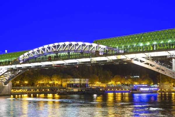 Vue Sur Pont Pushkinsky Andreïevski Rivière Moskva Nuit Moscou Russie — Photo