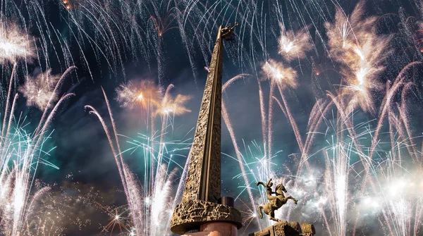 Moskou Rusland Mei 2019 Vuurwerk Het Oorlogsmonument Victory Park Poklonnaya — Stockfoto