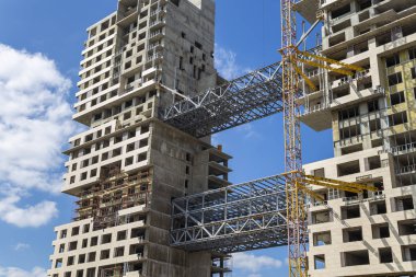 İnşaat alanı manzarası, endüstriyel görüntü. Moskova, Rusya    