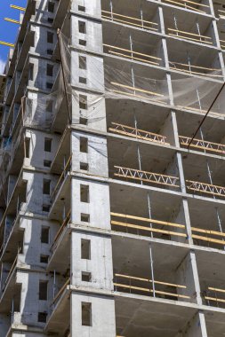 Çok katlı bina altında inşaat (yeni konut kompleksi), Moskova, Rusya Federasyonu  