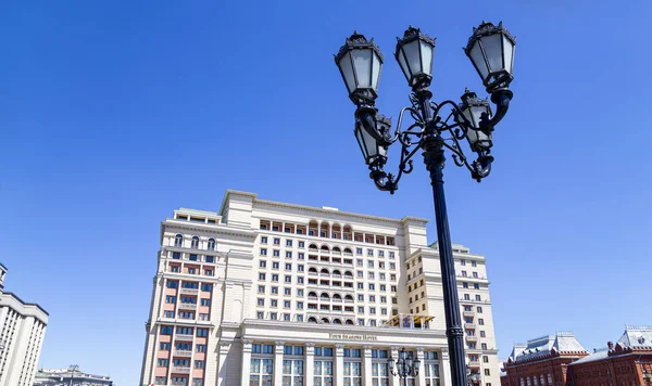 Widok Elewacji Wschodniej Stary Hotel Moskva Manege Kwadrat Moscow Federacja — Zdjęcie stockowe