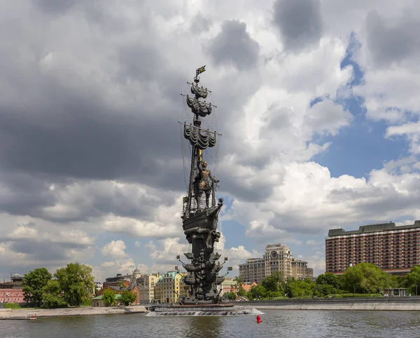 Moscow Russia May 2018 Moskow Moskva River Peter Great Statue — Stock Photo, Image