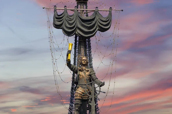 Moscú Rusia Mayo 2018 Pedro Grande Estatua Contra Cielo Moskow — Foto de Stock