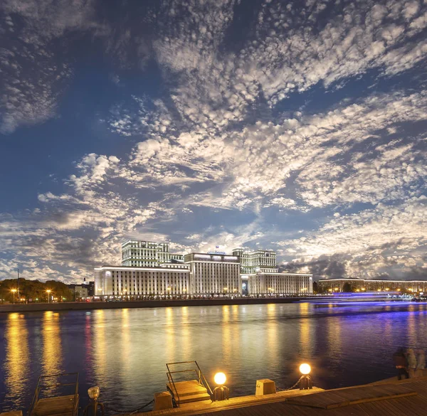 Edifício Principal Ministério Defesa Federação Russa Minoboron Noite Órgão Governante — Fotografia de Stock