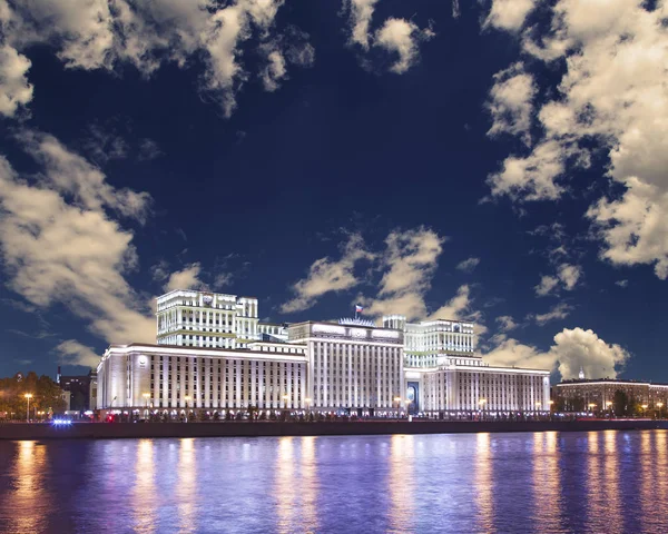 Das Hauptgebäude Des Verteidigungsministeriums Der Russischen Föderation Minoboron Der Nacht — Stockfoto