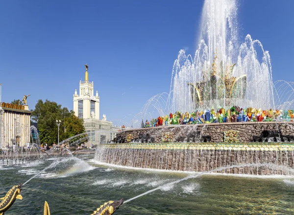 Moscú Rusia Agosto 2019 Flor Piedra Fuente Vdnkh Moscú Vdnkh — Foto de Stock