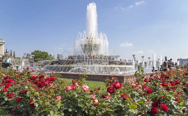 Moskou Rusland Augustus 2019 Fontein Steen Bloem Bij Vdnkh Moskou — Stockfoto