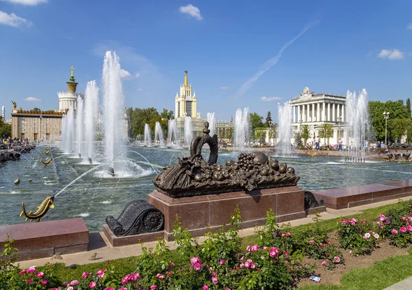 Moscú Rusia Agosto 2019 Flor Piedra Fuente Vdnkh Moscú Vdnkh — Foto de Stock