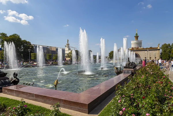 Moscú Rusia Agosto 2019 Flor Piedra Fuente Vdnkh Moscú Vdnkh — Foto de Stock