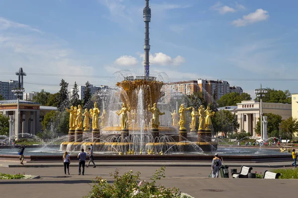 Moscú Rusia Agosto 2019 Fountain Friendship Nations 1951 Project Fountain —  Fotos de Stock