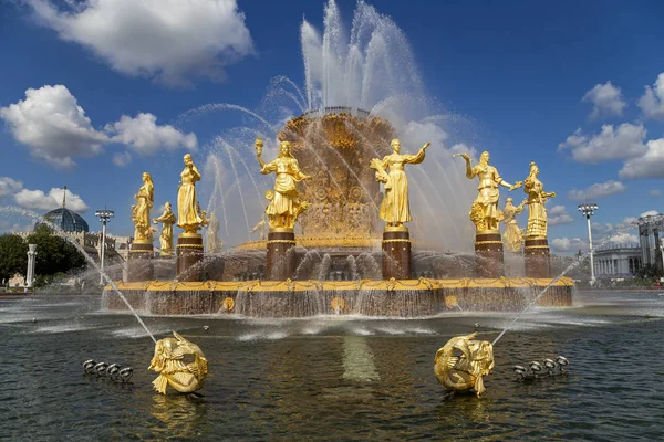 Moscow Russia August 2019 Fountain Friendship Nations 1951 Project Fountain — Stock Photo, Image
