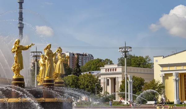 Mosca Russia Agosto 2019 Fontana Dell Amicizia Delle Nazioni 1951 — Foto Stock