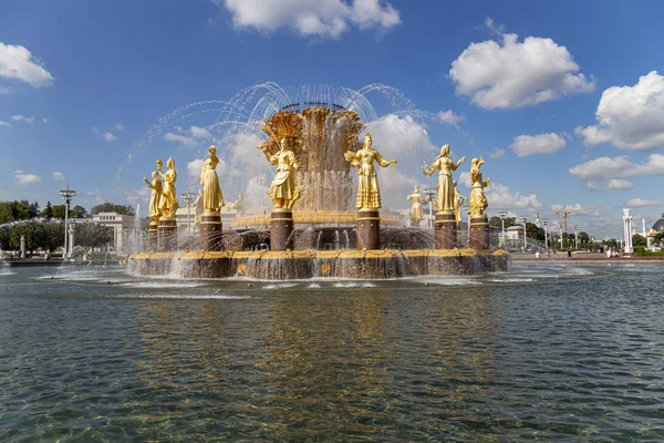 Moscú Rusia Agosto 2019 Fountain Friendship Nations 1951 Project Fountain — Foto de Stock