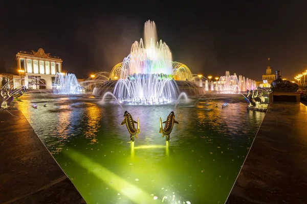 モスクワで Vdnkh で噴水石の花 Vdnkh また呼ばれるすべてロシア展覧会中心 モスクワ ロシアの永久的な汎用トレード ショー — ストック写真