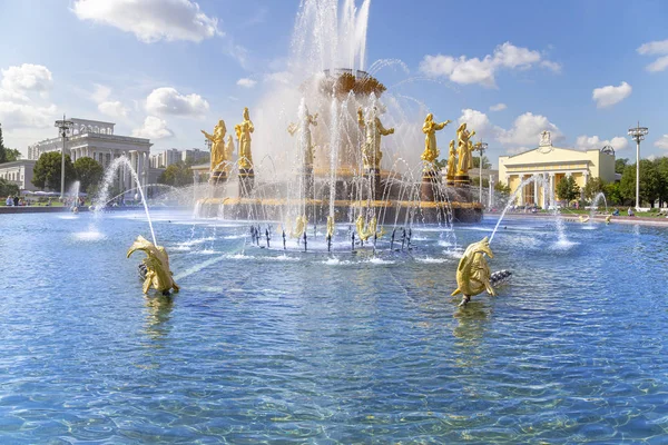 Moscow Russia August 2019 Fountain Friendship Nations 1951 Project Fountain — Stock Photo, Image