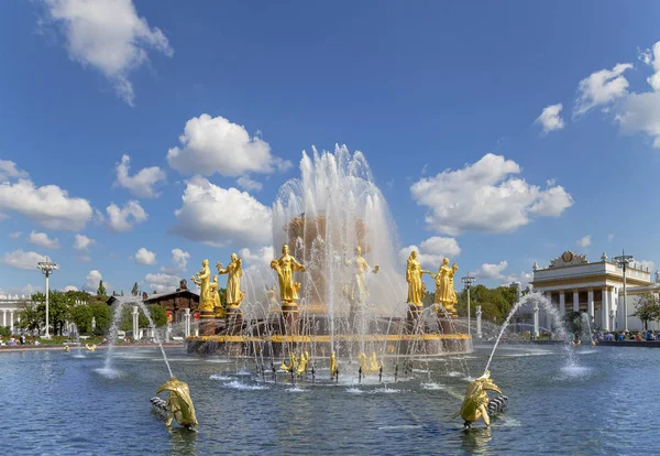 Moscow Russia August 2019 Fountain Friendship Nations 1951 Project Fountain — Stock Photo, Image