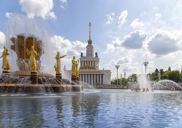 Moscow Russia August 2019 Fountain Friendship Nations 1951 Project Fountain — Stock Photo, Image