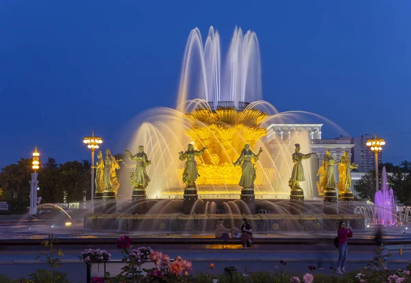 Moskau Russland August 2019 Brunnen Freundschaft Der Nationen 1951 Brunnenprojekt — Stockfoto