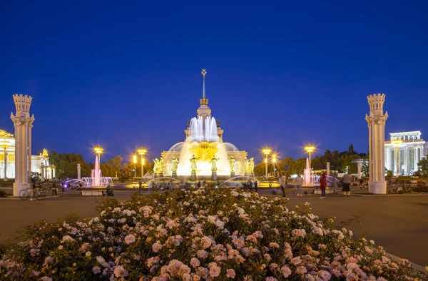 Moskva Rusko Srpna 2019 Fontánní Přátelství Národů 1951 Projekt Fontány — Stock fotografie