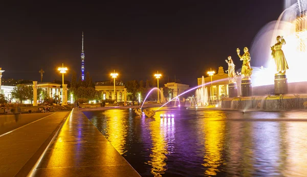 Moscow Oroszország Augusztus 2019 Fountain Barátság Nemzetek 1951 Projekt Szökőkút — Stock Fotó