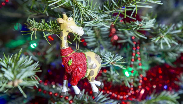 Hermoso Árbol Navidad Con Juguetes Decorativos Navidad —  Fotos de Stock