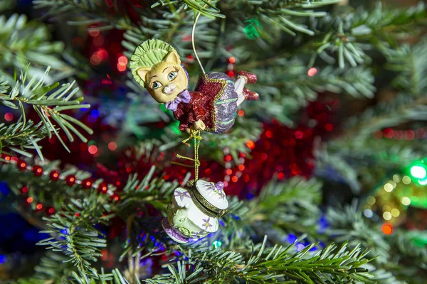 Hermoso Árbol Navidad Con Juguetes Decorativos Navidad —  Fotos de Stock
