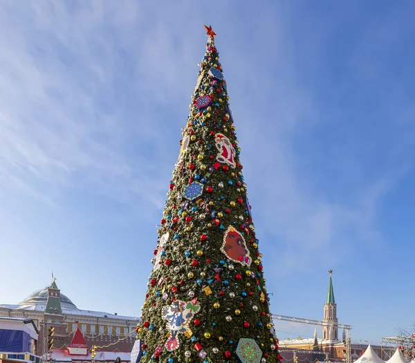 Boże Narodzenie Nowy Rok Dekoracje Świąteczne Plac Czerwony Moskwie Rosja — Zdjęcie stockowe