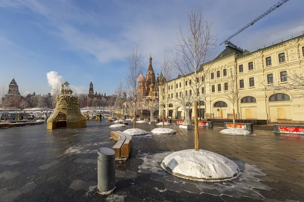 Mosca Russia Gennaio 2019 Decorazione Natalizia Nel Parco Urbano Zaryadye — Foto Stock