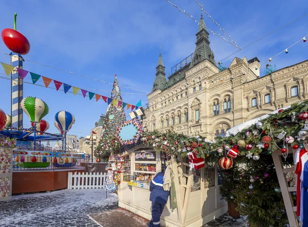 Moskou Rusland Januari 2019 Kerstmis Nieuwjaar Feestdagen Decoratie Rode Plein — Stockfoto