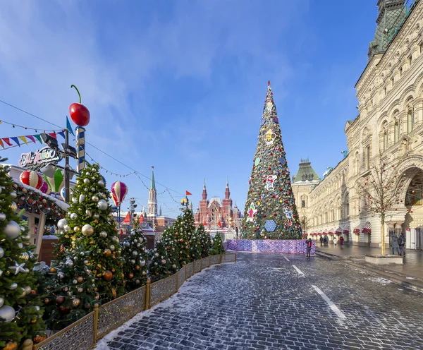Moscow Rússia Janeiro 2019 Natal Ano Novo Decoração Feriados Praça — Fotografia de Stock