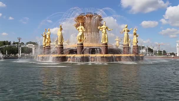 Vdnkh 全ロシア展示センター モスクワ ロシアの国 1951年 Topuridze Konstantinovsky の建築家による噴水のプロジェクト 友情の泉します — ストック動画