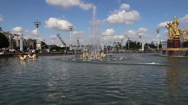 Moscow Ryssland Augusti 2019 Springbrunn Kamratskap Nationer 1951 Projektera Springbrunnen — Stockvideo