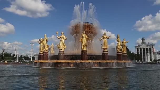 Vdnkh 全ロシア展示センター モスクワ ロシアの国 1951年 Topuridze Konstantinovsky の建築家による噴水のプロジェクト 友情の泉します — ストック動画