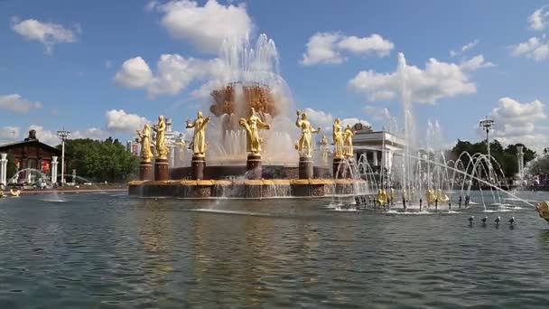 Moscow Ryssland Augusti 2019 Springbrunn Kamratskap Nationer 1951 Projektera Springbrunnen — Stockvideo