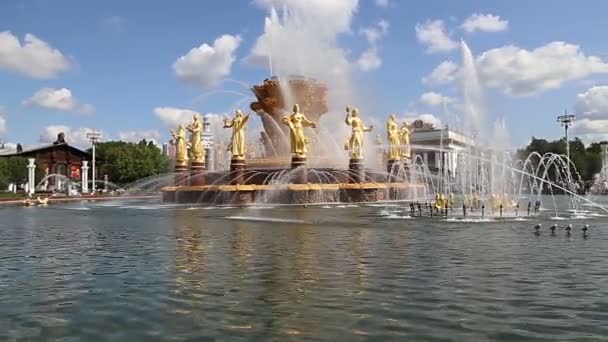 Moscow Oroszország Augusztus 2019 Fountain Barátság Nemzetek 1951 Projekt Szökőkút — Stock videók
