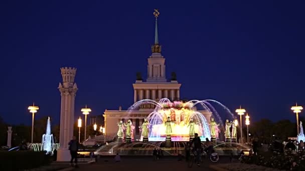 Moskva Ryssland Augusti 2019 Nationernas Fontän Vänskap 1951 Projektet Med — Stockvideo